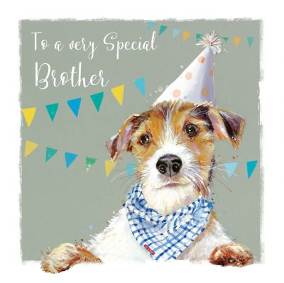 Birthday Card - Brother - Terrier Dog - The Wildlife Ling Design