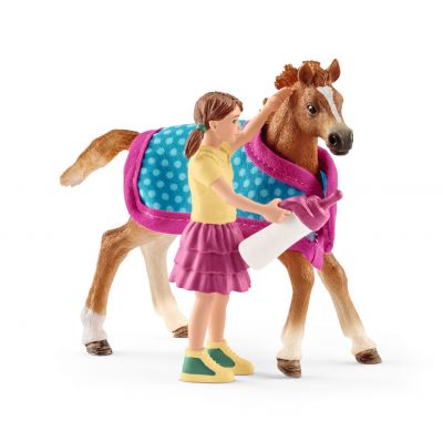 Thoroughbred Foal with Blanket Rug & Girl Horse Club - Schleich - 42361