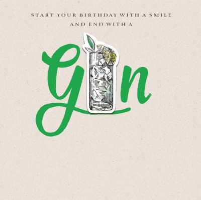 Birthday Card - Gin - 3D Hooray Ling Design 