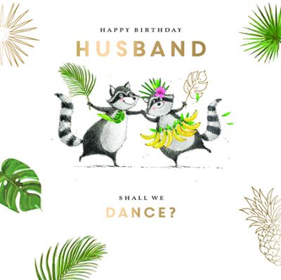 Birthday Card - Husband - Raccoon - Let's Dance - Ling Design