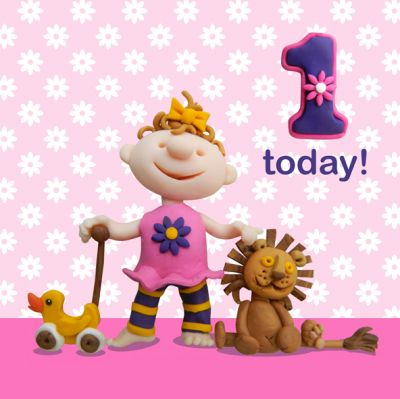 1st Birthday Card - Girl Toys - Ferdie & Friends
