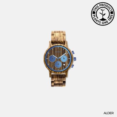 Alder Woodlink Zebrano Wood Mens Watch - Botanica