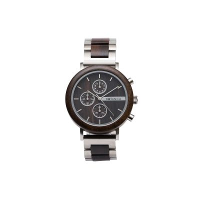 Iris Sandalwood Wood Brown Silver Mens Watch - Botanica