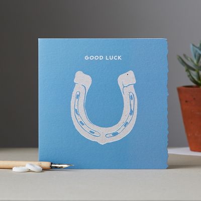 Good Luck Card - Horse Shoe Blue