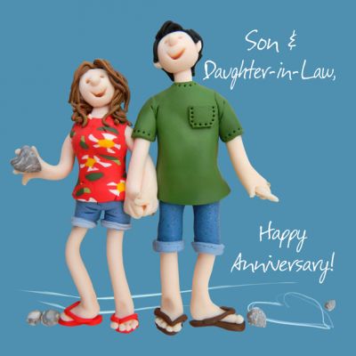 Wedding Anniversary Card - Son & Daughter in Law Funny One Lump Or Two