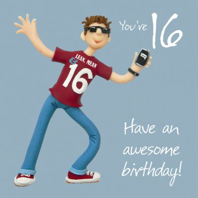 16th Male Birthday Card - Lean, mean & 16 Awesome One Lump Or Two