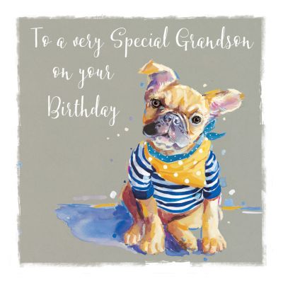 Birthday Card - Grandson - French Bull Dog - The Wildlife Ling Design