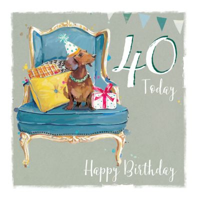 40th Birthday Card - Dachshund Dog - The Wildlife Ling Design