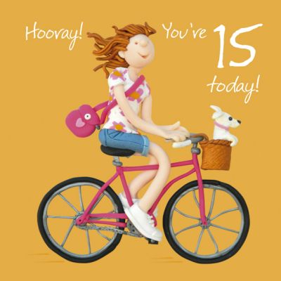 15th Female Birthday Card - Hooray! Bike One Lump Or Two