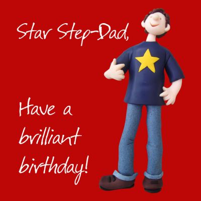 Birthday Card - Star Step-Dad - Male Funny One Lump Or Two 