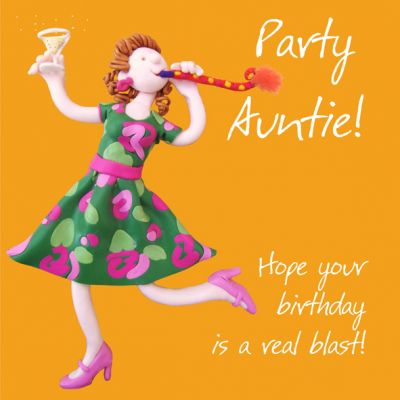 Birthday Card - Party Auntie - Female Funny One Lump Or Two