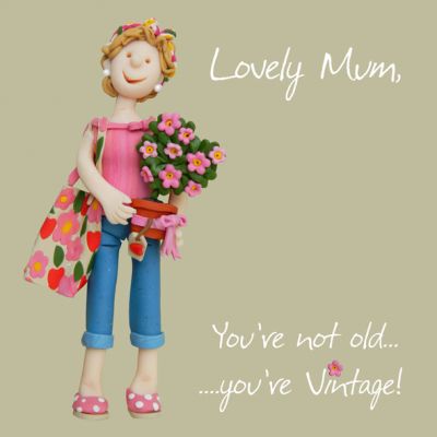 Birthday Card - Lovely Mum Vintage - Female Funny One Lump Or Two 