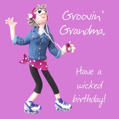Birthday Card - Grooving Grandma - Female Funny One Lump Or Two
