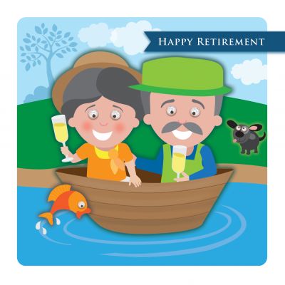 Retirement Card - Couple In A Boat - Googlies Ling Design