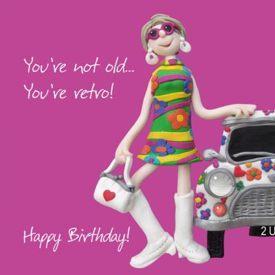 Birthday Card - Female Funny You're Retro Hippy One Lump Or Two