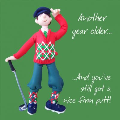 Birthday Card - Male Golf Firm Putt Funny One Lump Or Two
