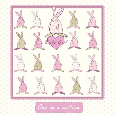 New Baby Christening Card - Girl - One in a Million Pink - Rufus Rabbit