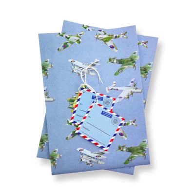 Vintage Planes Spitfire WW2 Wrapping Paper Sheets & Tags - Arty Penguin