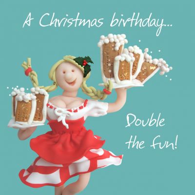 Birthday Card Christmas - Double the Fun Beer - Funny Humour One Lump Or Two