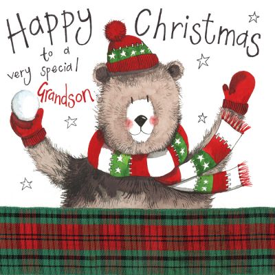 Christmas Card - Grandson Bear - Sparkle - Alex Clark