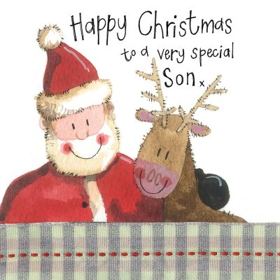 Christmas Card - Son Santa Reindeer - Sparkle - Alex Clark