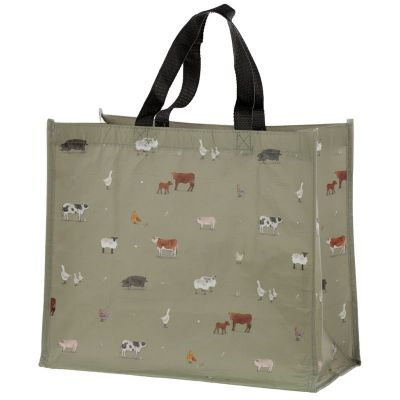 Willow Farm Cow Sheep Pig Design Recycled Bottles  RPET Reusable Shopping Bag