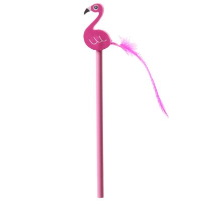 Flamingo Pink Funky Pencil & Eraser with Feather