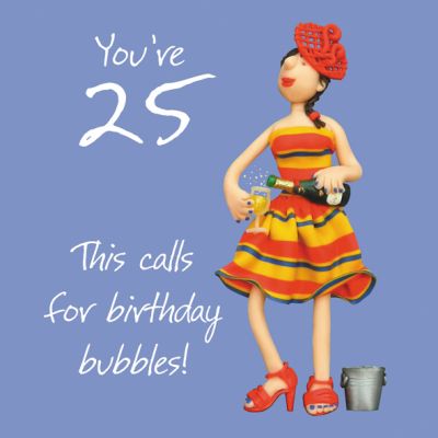 25th Female Birthday Card - Bubbles Champagne One Lump Or Two Funny