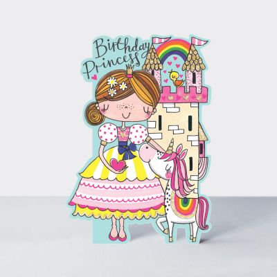 Birthday Card - Girl Kids - Princess Castle - Glitter Die-cut - Little Darlings