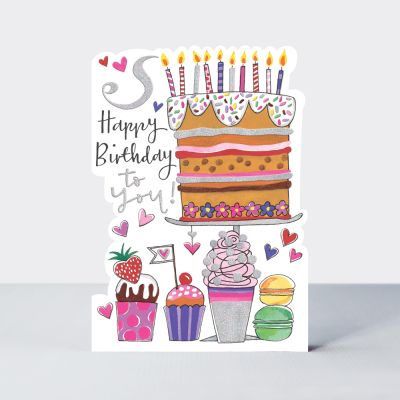 Birthday Card - Girl Kids - Cake & Candles - Die-cut - Star Jumps