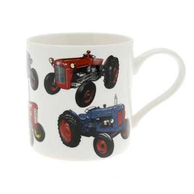 Vintage Tractor Motive White Fine China Mug - Boxed