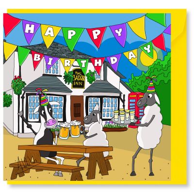 Birthday Card - Down The Pub - Sheep - Amy Whelan 