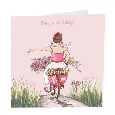 Birthday Card - Female Bring on the Bubbly! - Bike - Angie Thomas