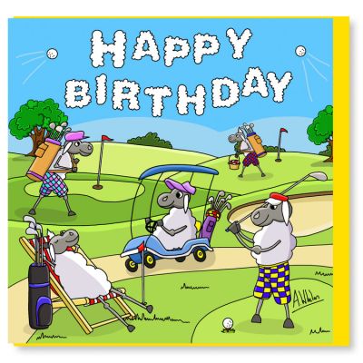Birthday Card - Golf - Sheep - Amy Whelan 