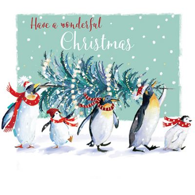 Christmas Card - Penguins Xmas Tree - The Wildlife Ling Design