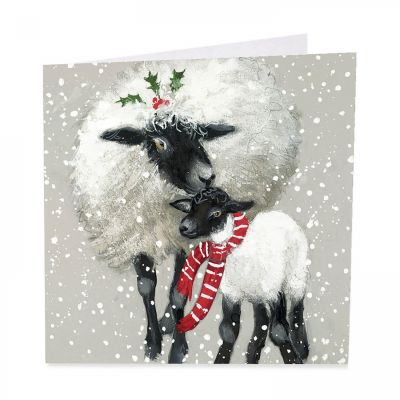 Charity Christmas Card Pack - 6 Cards - Sheep Dressed for Winter - Glitter Shelter