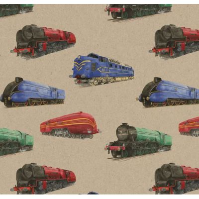 Steam Train Wrapping Paper 2 Sheets & Tags - Arty Penguin