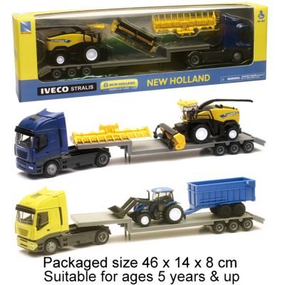 New Holland Tractor or Harvester & Iveco Stralis Truck Lowloader Model Diecast