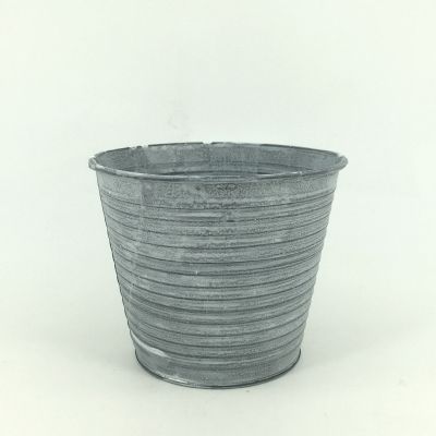 Ribbed Zinc Metal Tall Garden Planter Pot - 12cm