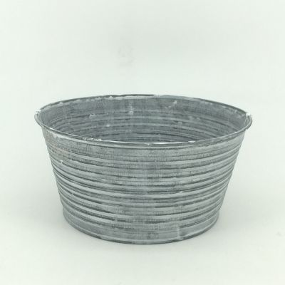 Ribbed Zinc Metal Round Bowl Garden Planter Pot