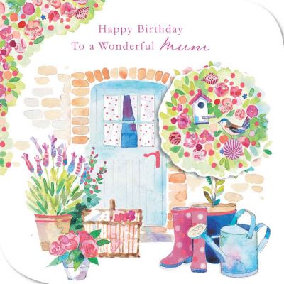 Birthday Card - Mum - Garden Wellies - 3D Glitter - Ling Design