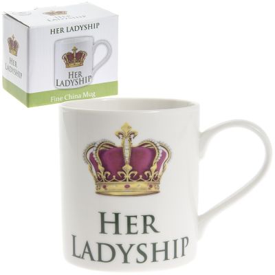 Her Ladyship Crown White Fine China Mug - Boxed