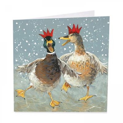 Charity Christmas Card Pack - 6 Cards - Duck Dancing - Glitter Shelter
