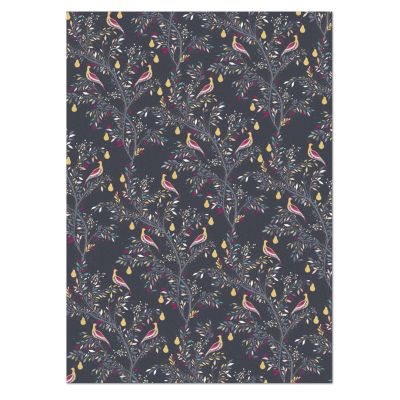 Partridge Navy Luxury Gift Wrap Sheet - Sara Miller - 2 Sheets