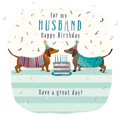 Birthday Card - Husband - Dachshund Dog - 3D Glitter - Talking Pictures
