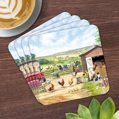 Farmhouse Tractor Horse Coasters - Set of 4