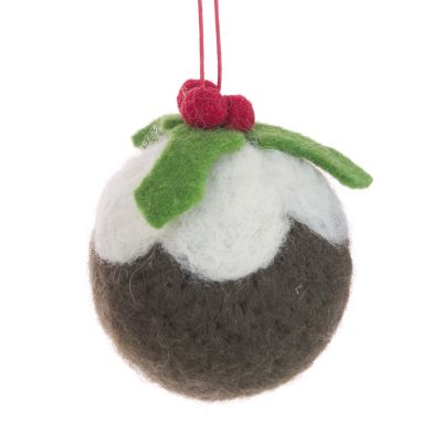 Christmas Pudding Felt Xmas Tree Decoration Bauble - Floralsilk