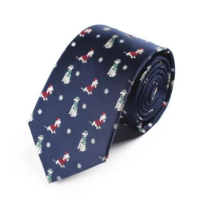 Christmas Dogs Novelty Tie Blue - Snazzy Santa