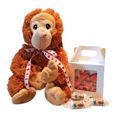 Valentine's Orangutan Soft Toy With Sweets & Chocolate - Gift Wrapped