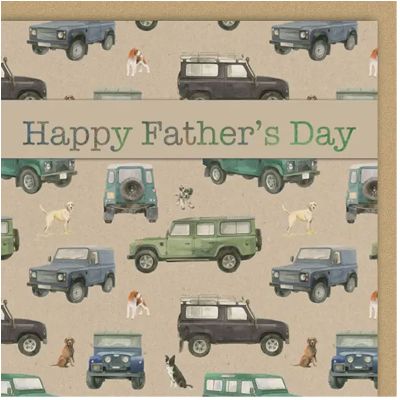 Fathers Day Card - Land Rover Defender 4x4 - Arty Penguin